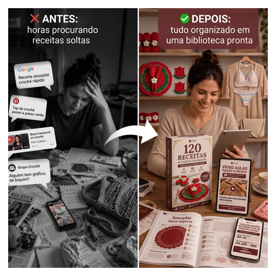 Antes e depois: horas procurando receitas soltas contra tudo organizado em uma biblioteca pronta