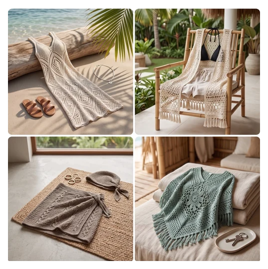 Saídas de praia e trilhos de mesa de crochê